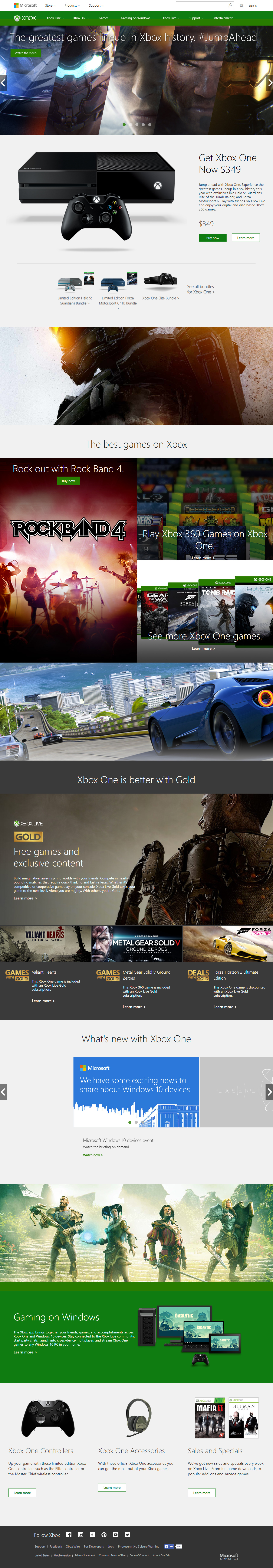 Xbox website in 2015