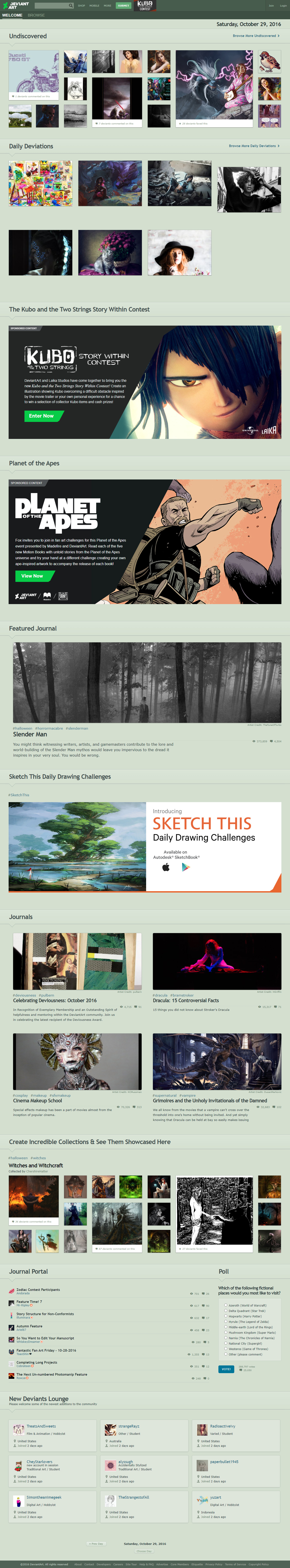 DeviantArt website in 2016