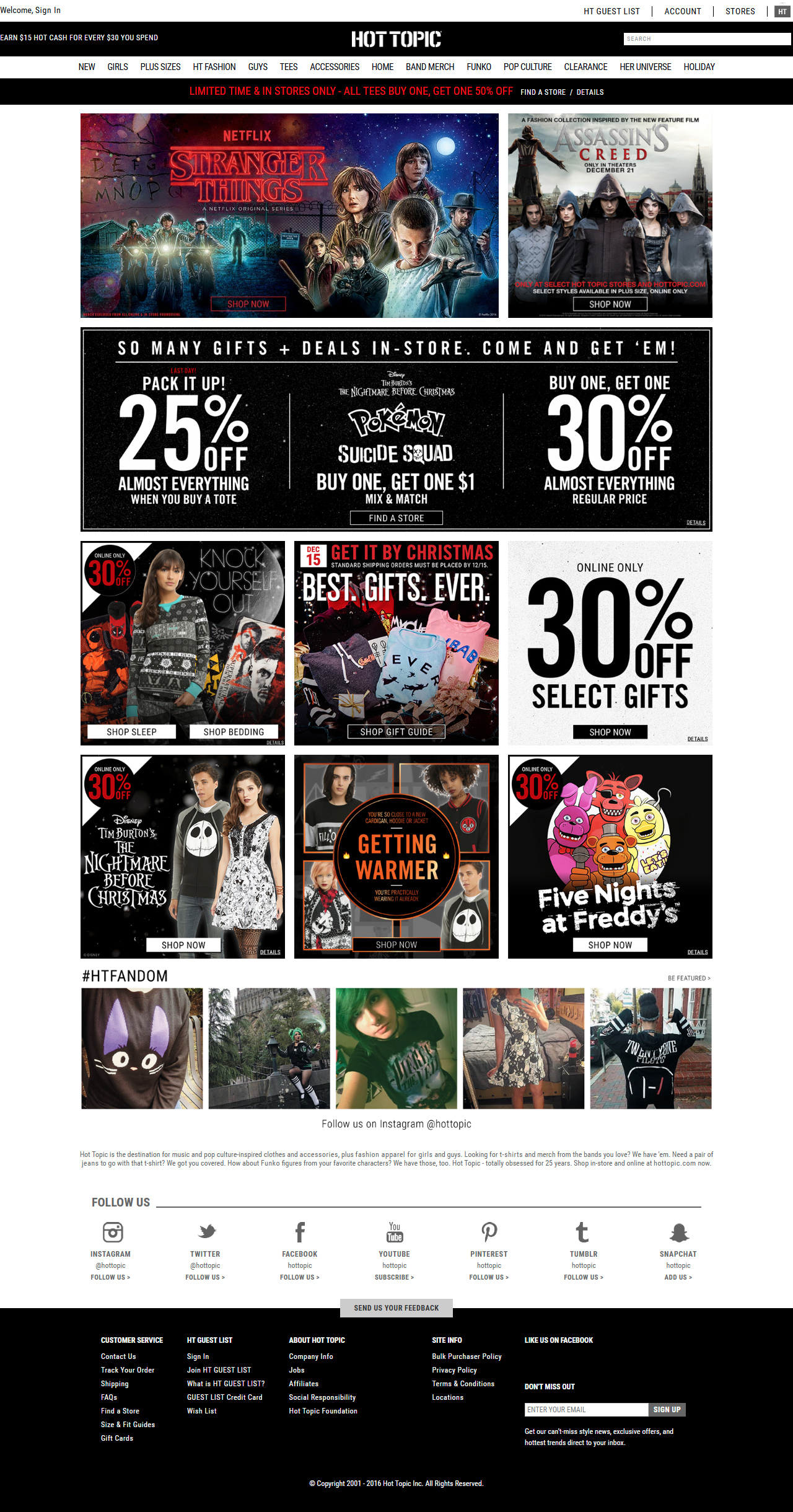 Hot Topic website in 2016