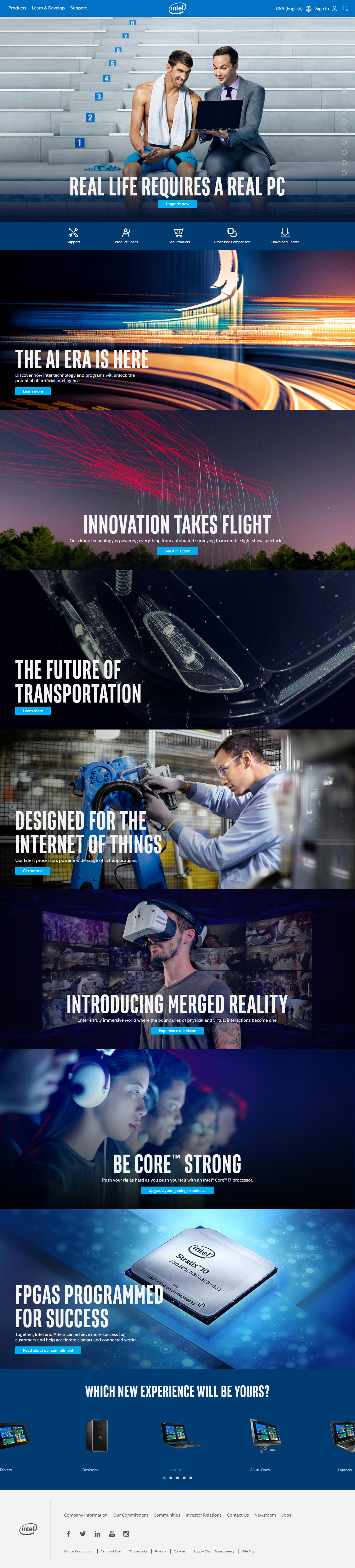 Intel website in 2016