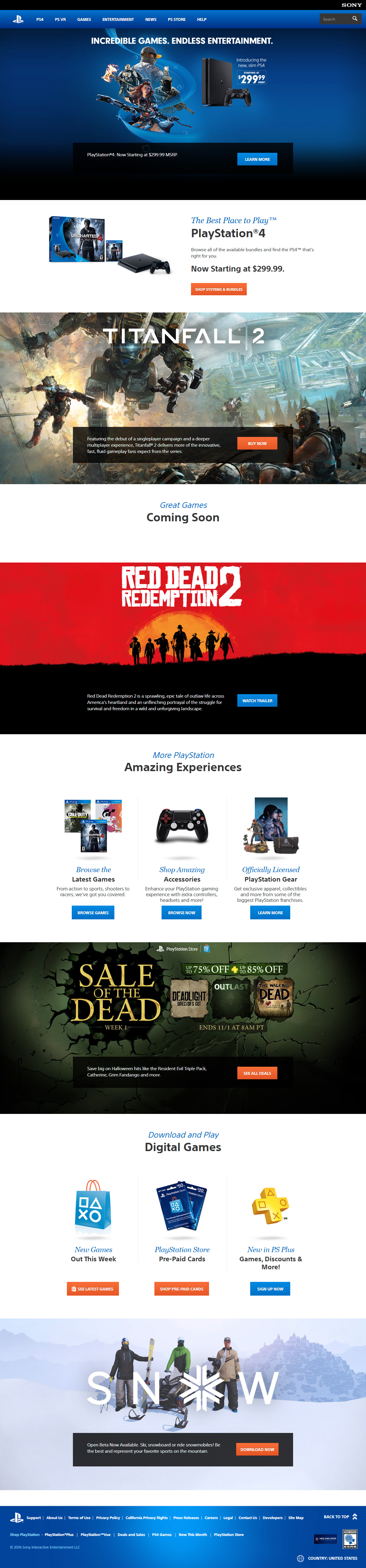 PlayStation website in 2016