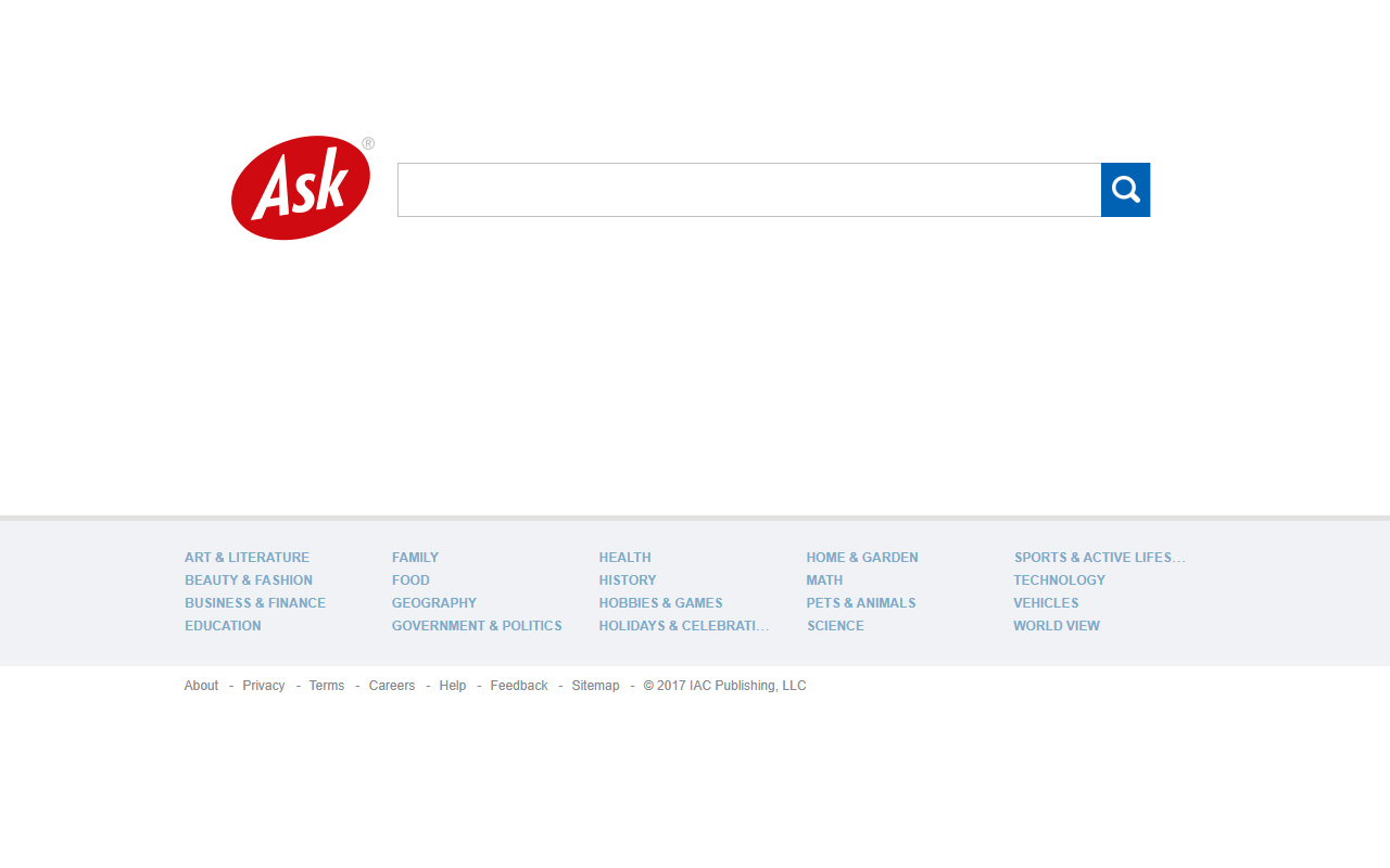 Ask.com website in 2017