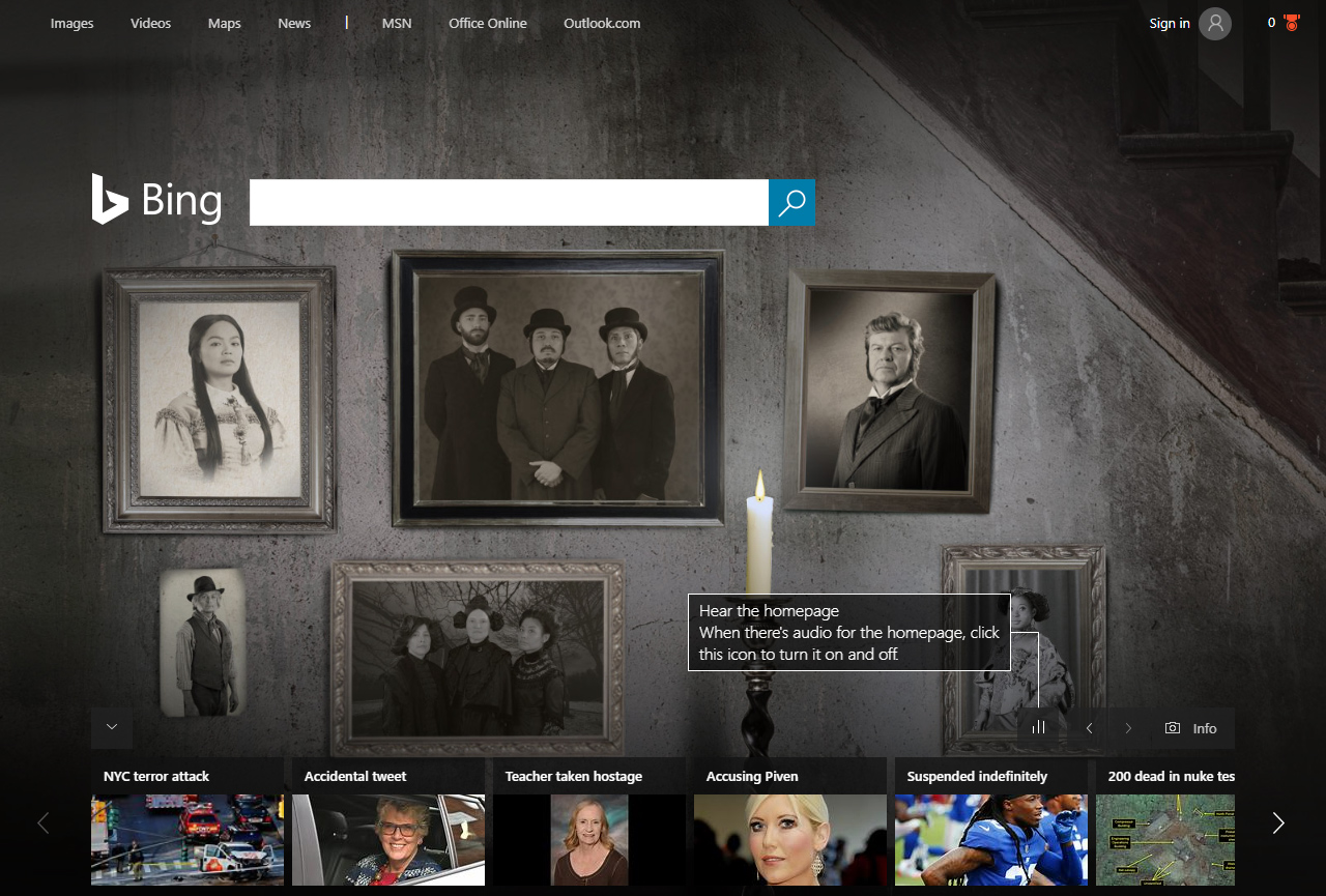 Bing website in 2017