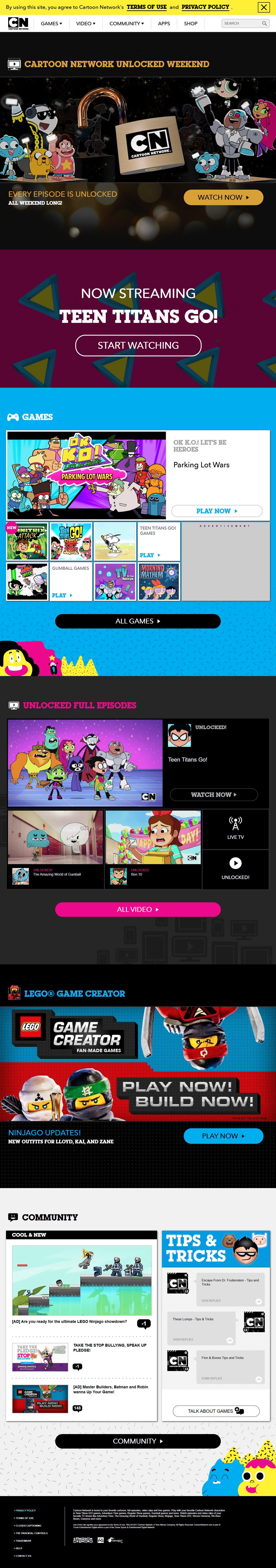 Cartoon Network website in 2017