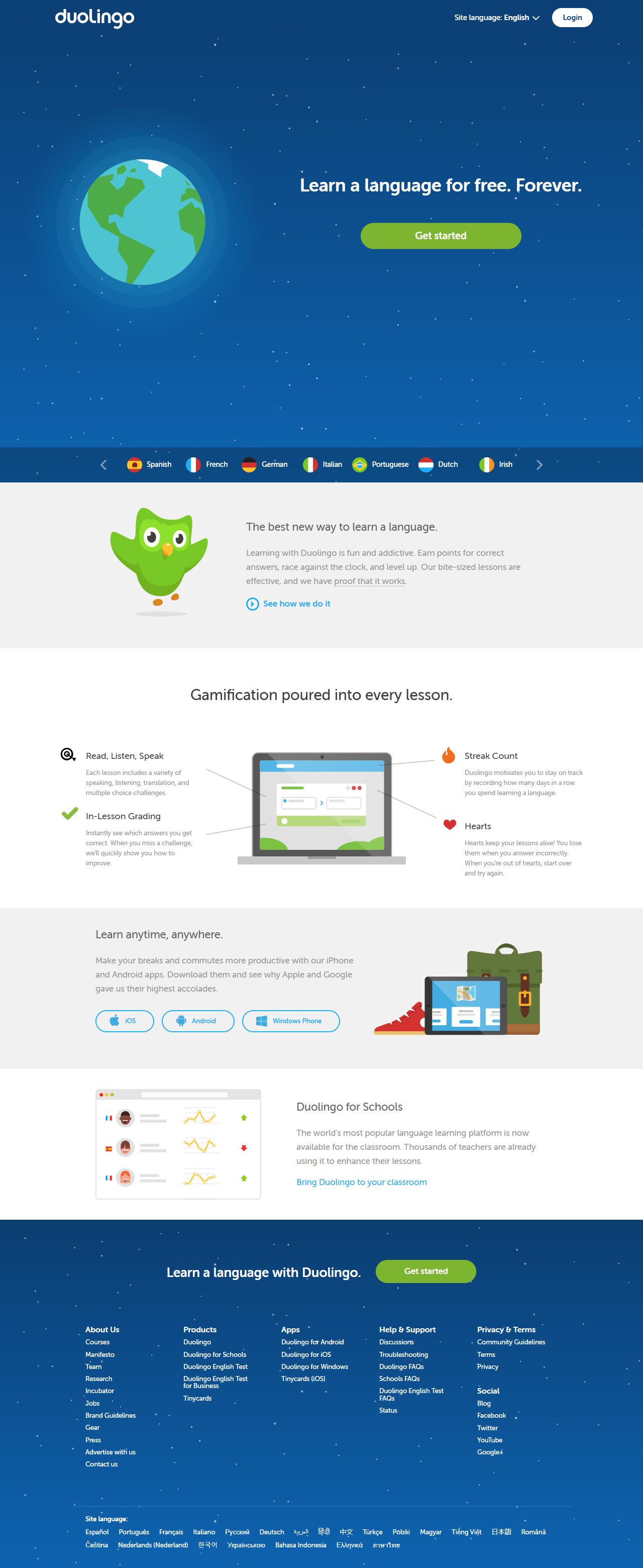 Duolingo website in 2017