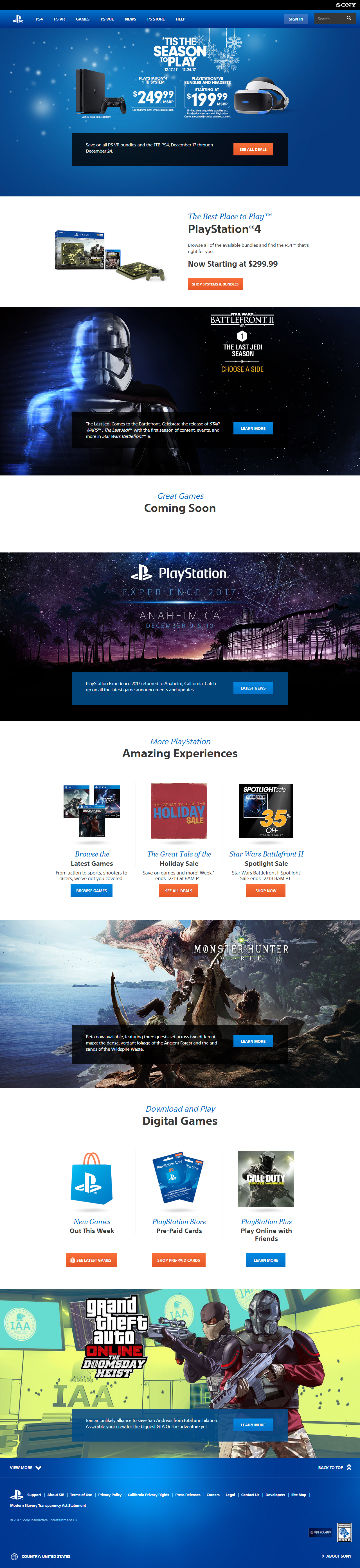 PlayStation website in 2017