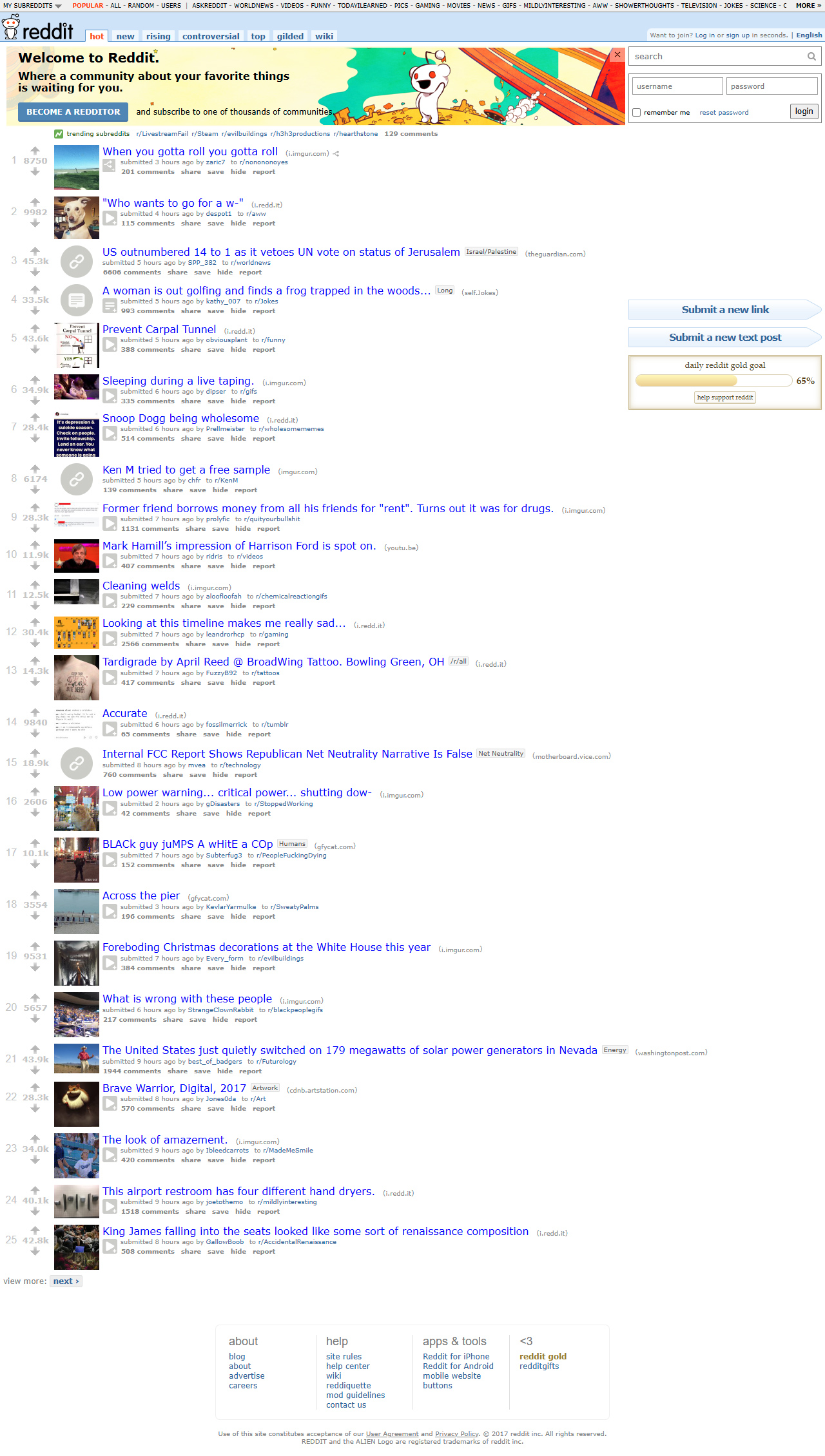 Reddit website in 2017