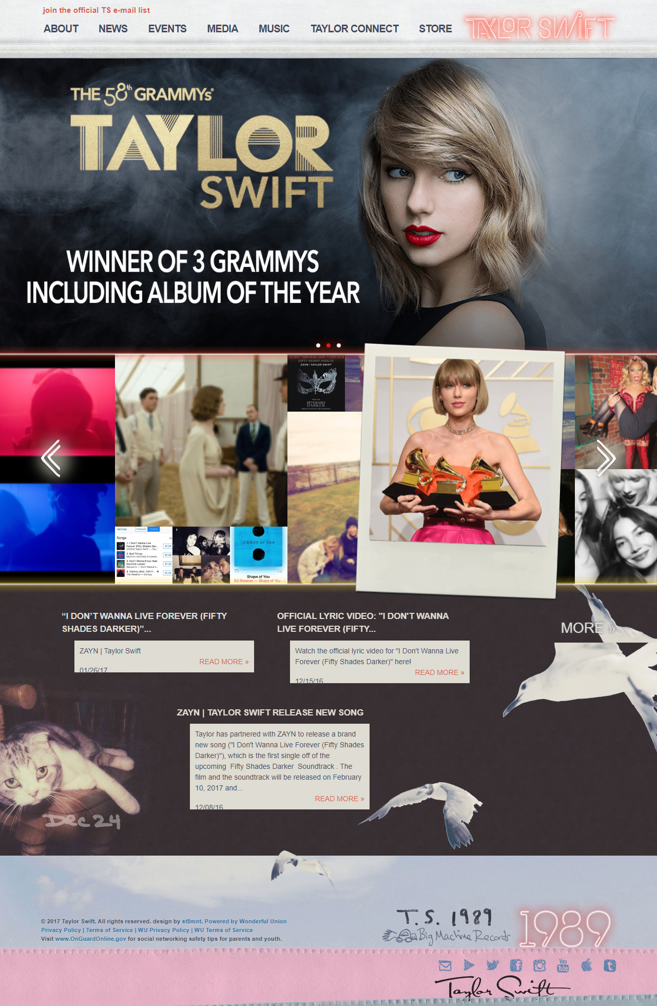 Taylor Swift website in 2017