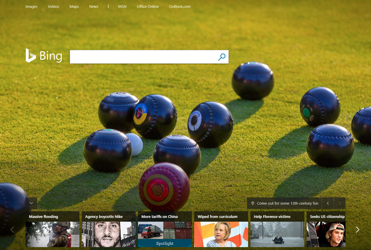 Bing website in 2018