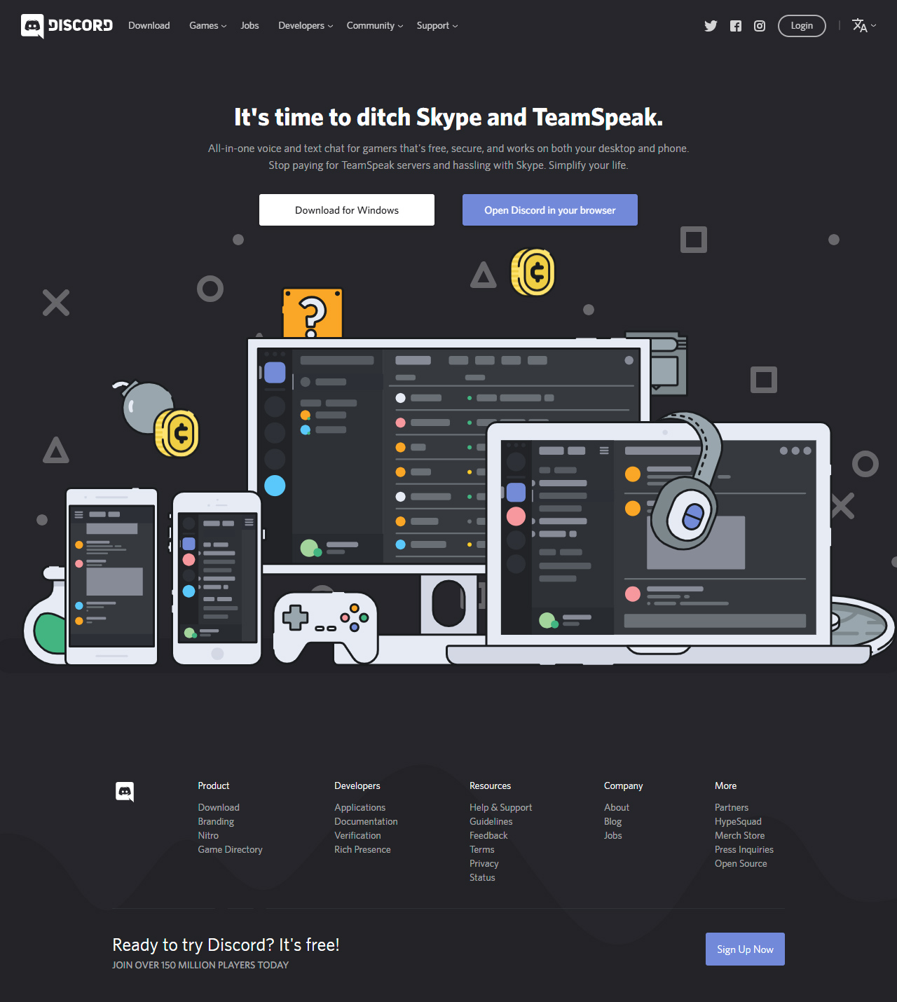 Discord website in 2018