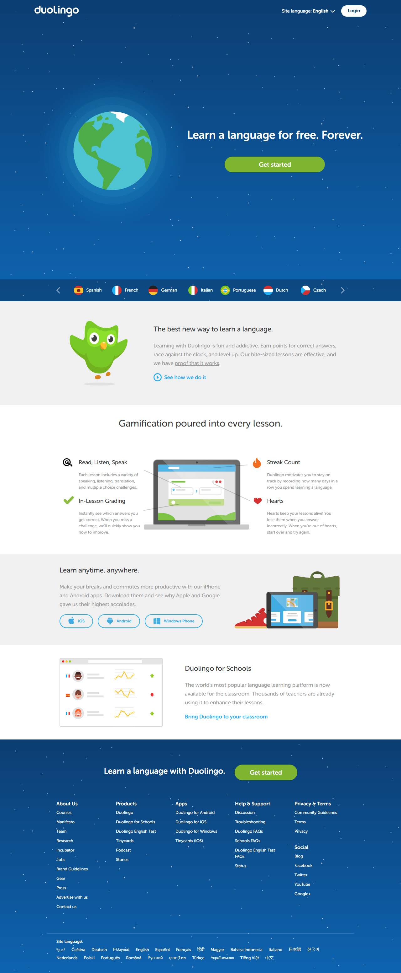 Duolingo website in 2018