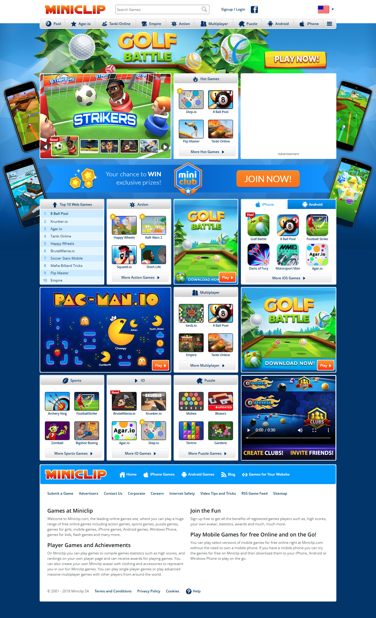 MiniClip website in 2018