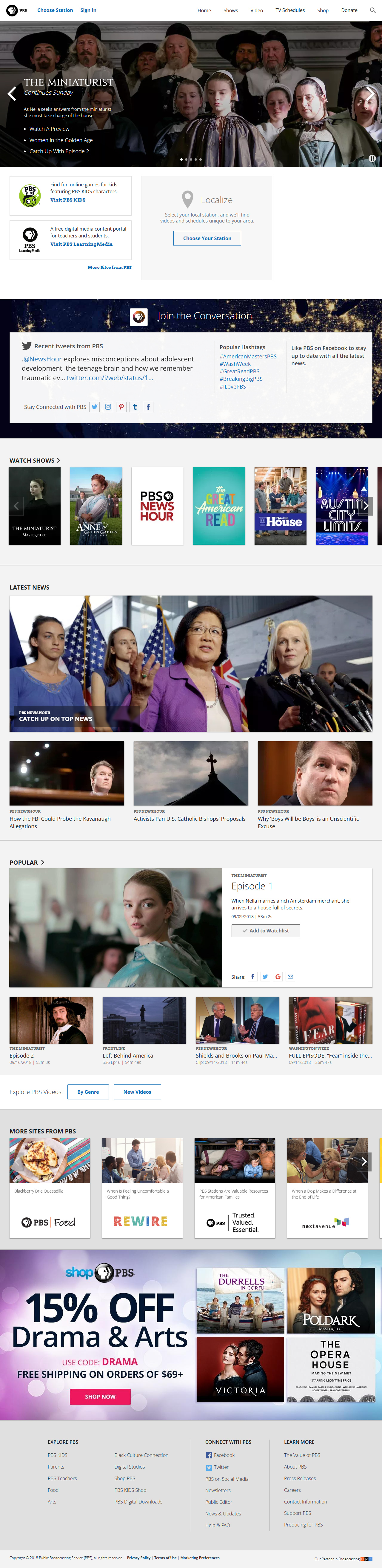 PBS website in 2018