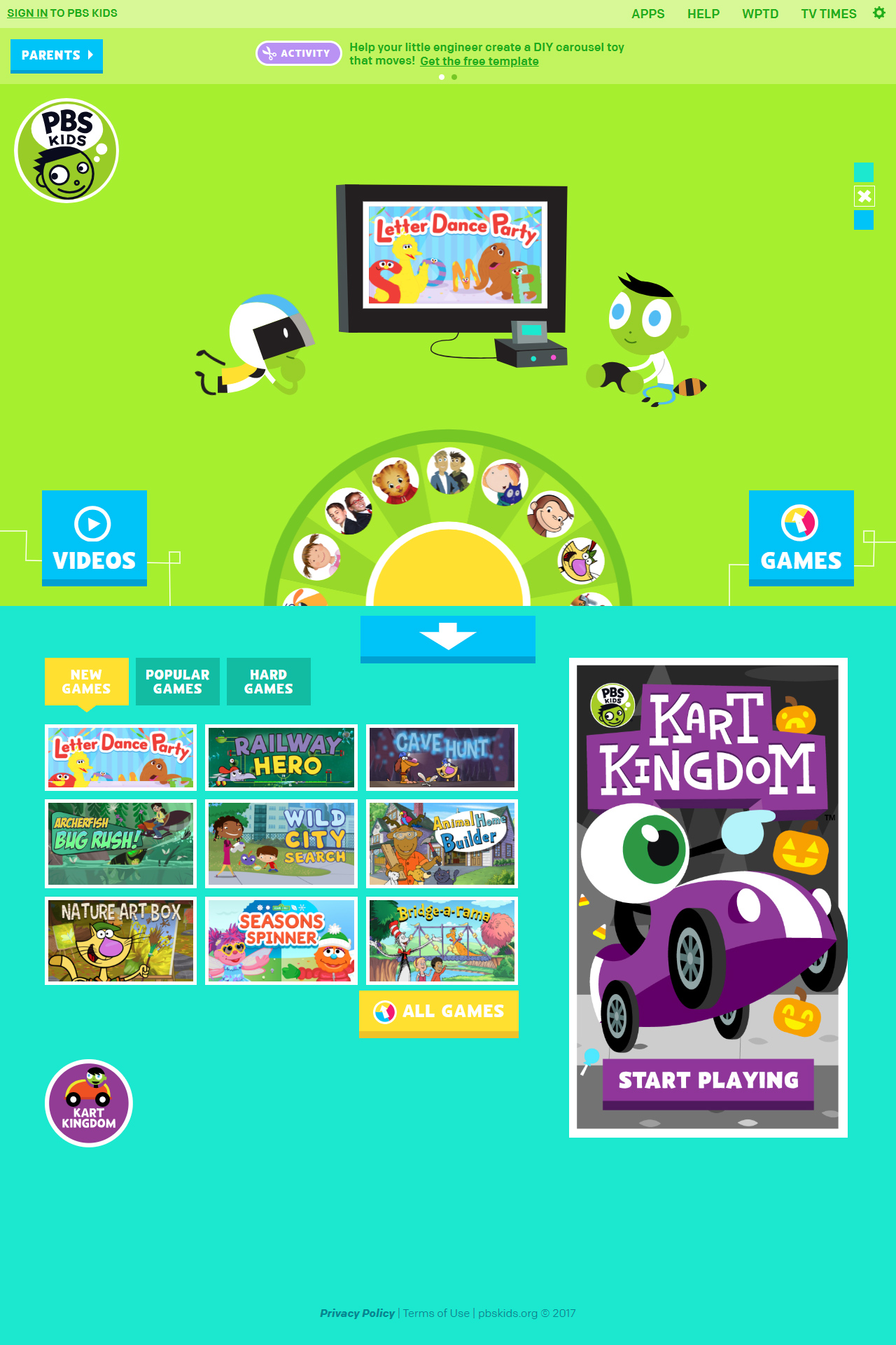 PBS Kids website in 2018