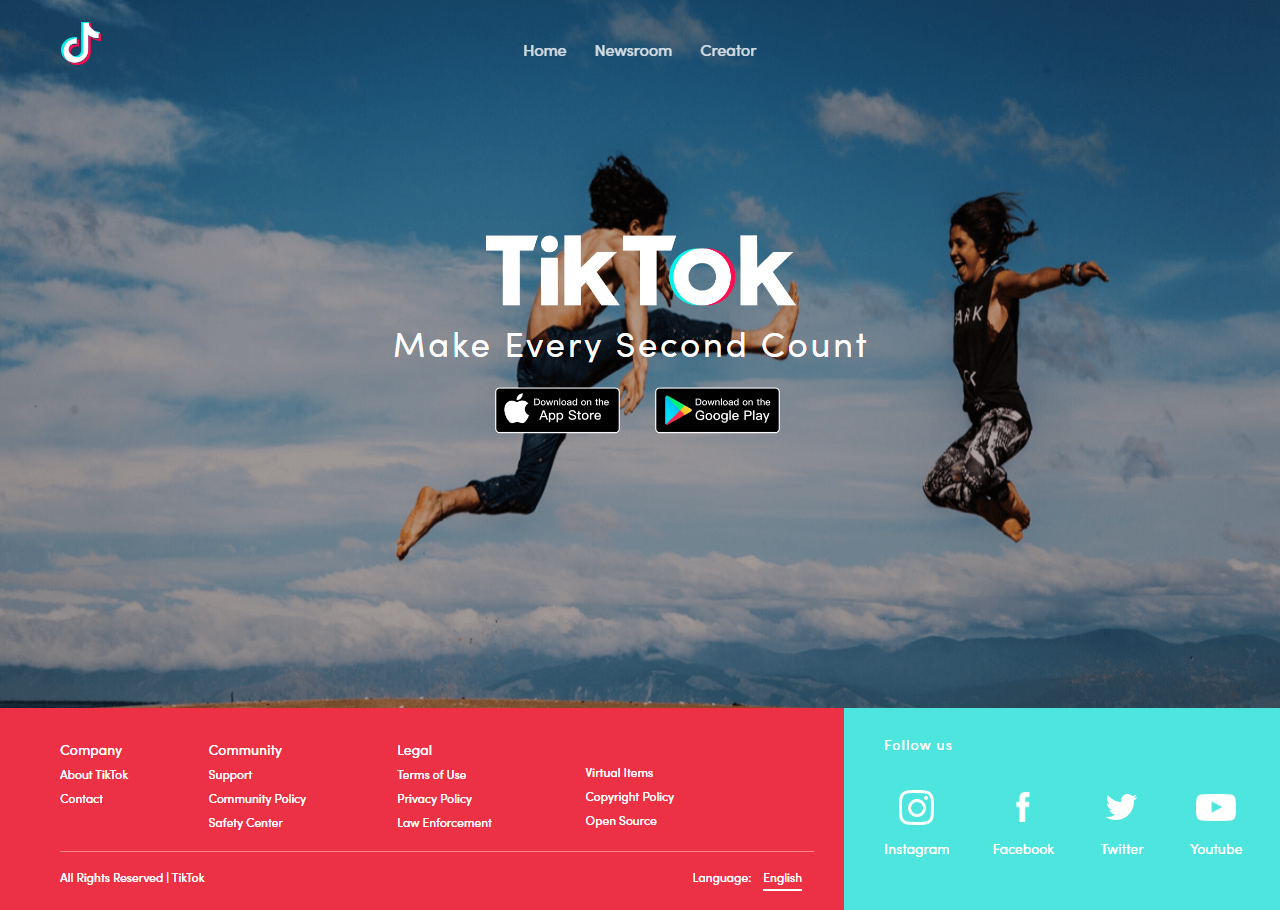 TikTok website in 2018