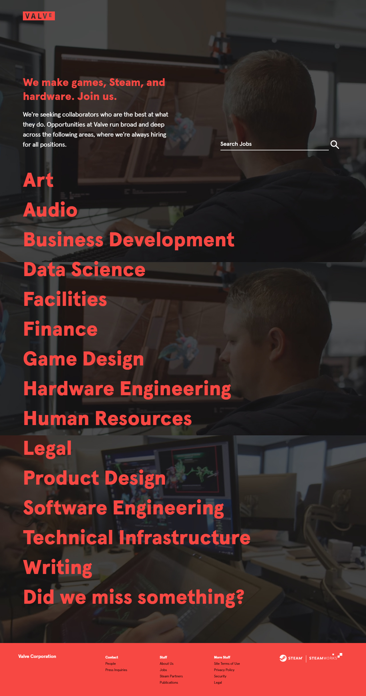 Valve Software website in 2018