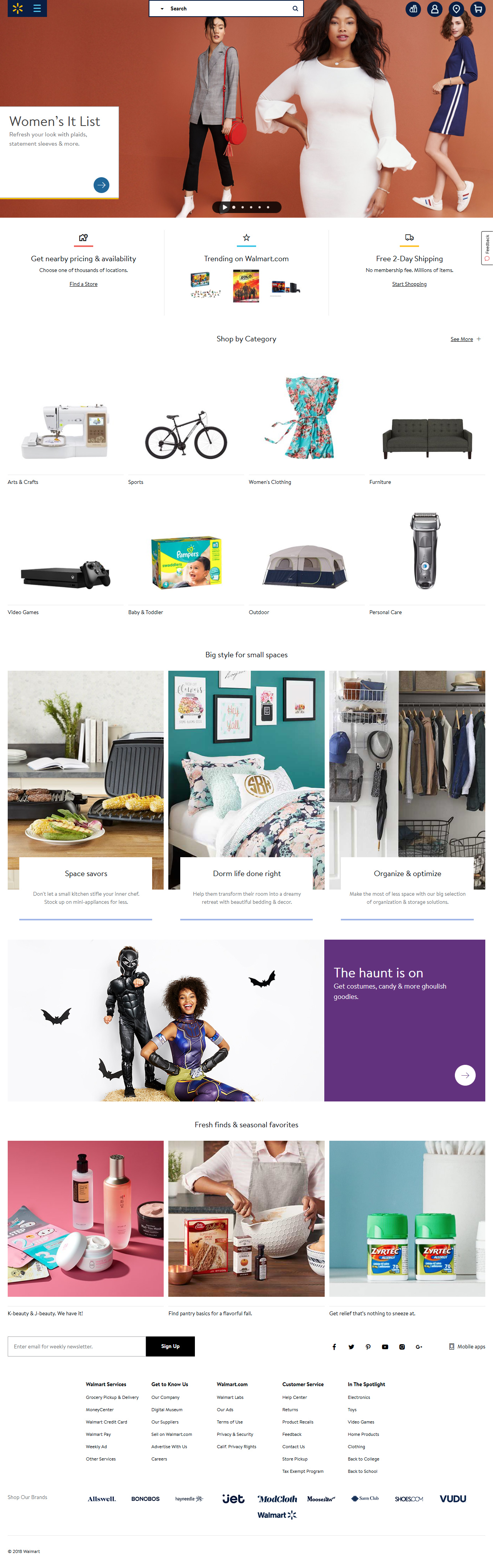 Walmart website in 2018