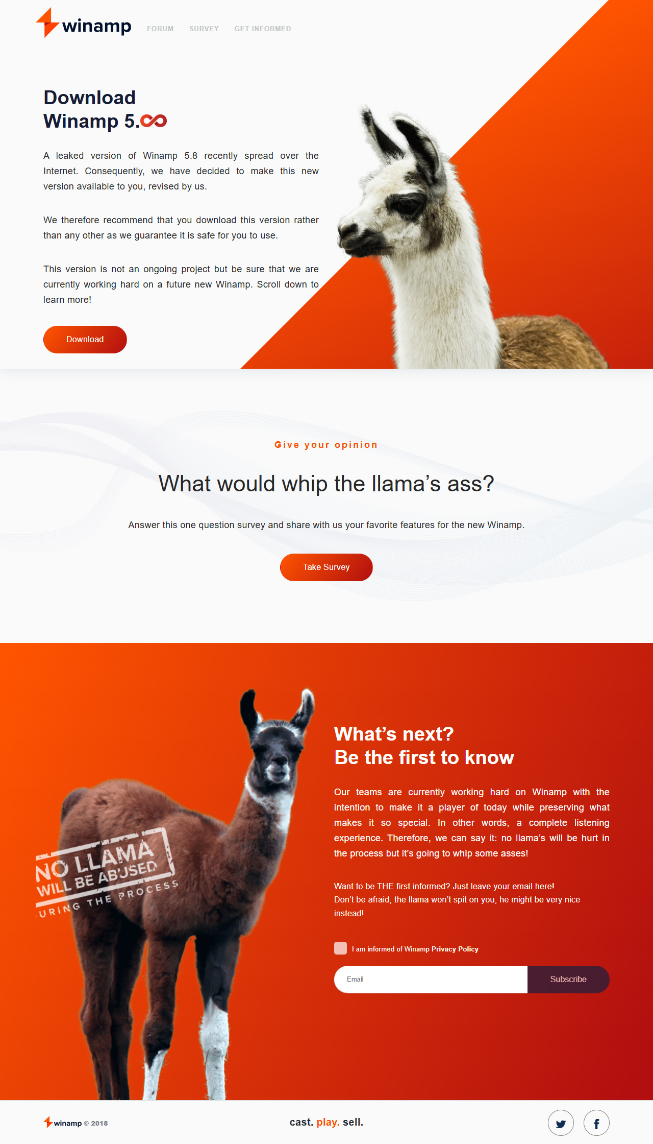 Winamp website in 2018