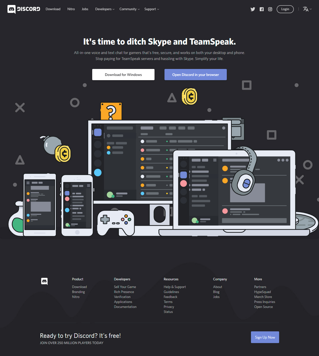 Discord website in 2019