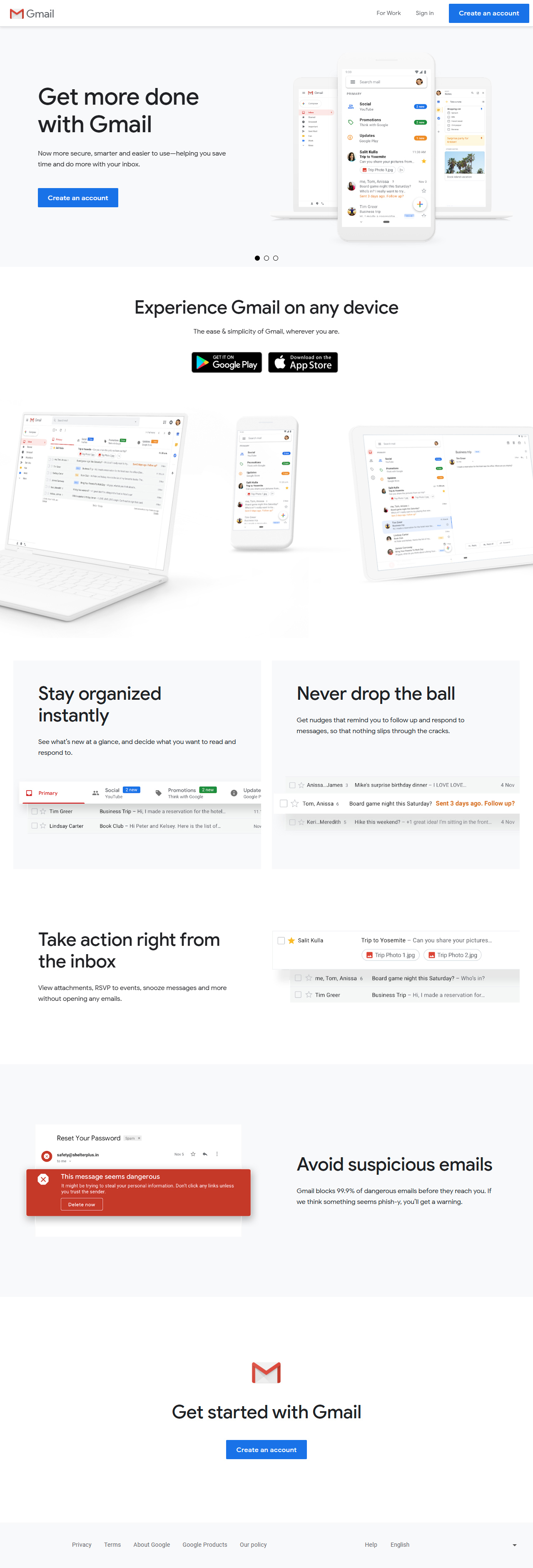 Gmail website in 2019