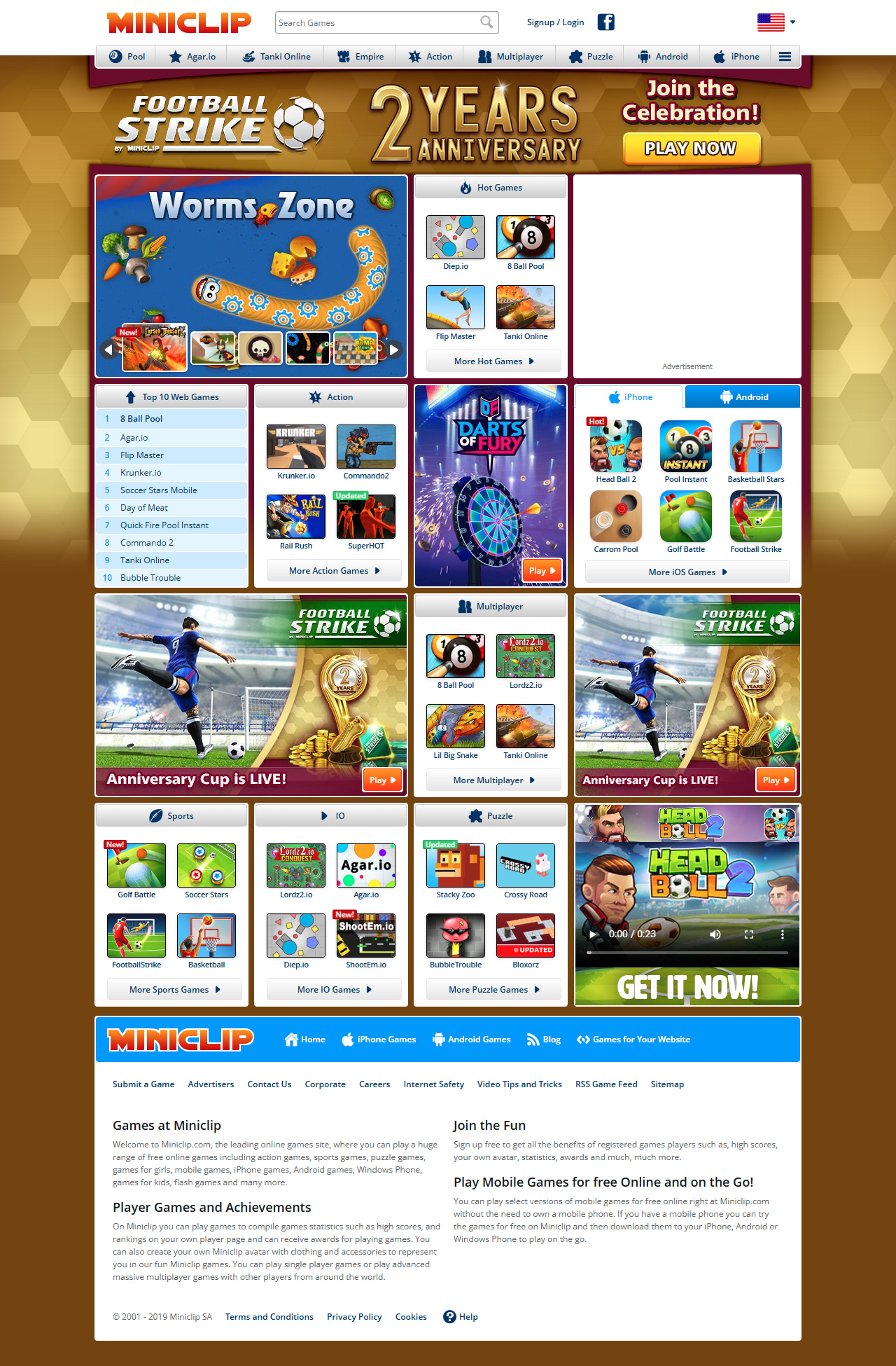 MiniClip website in 2019