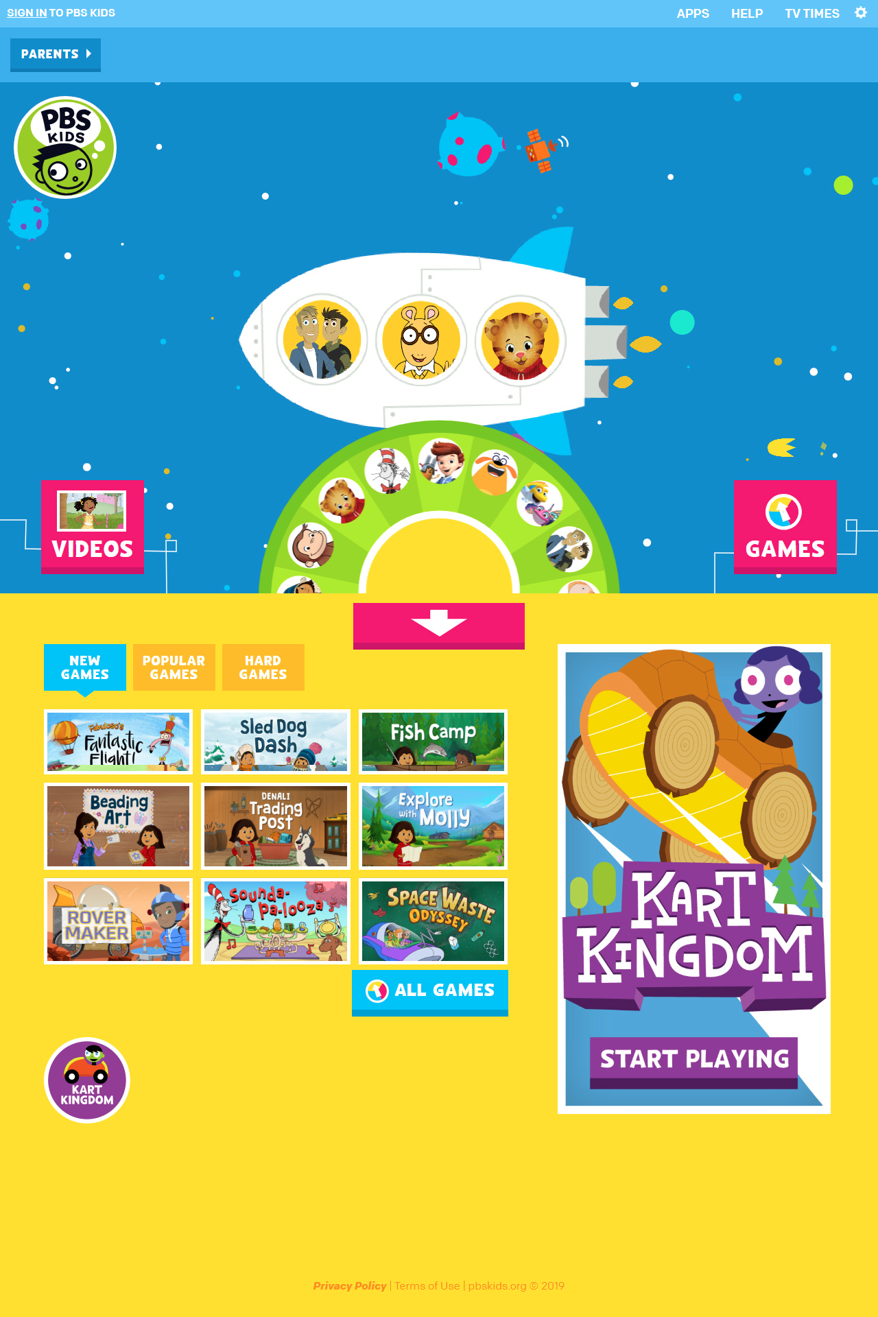 PBS Kids website in 2019