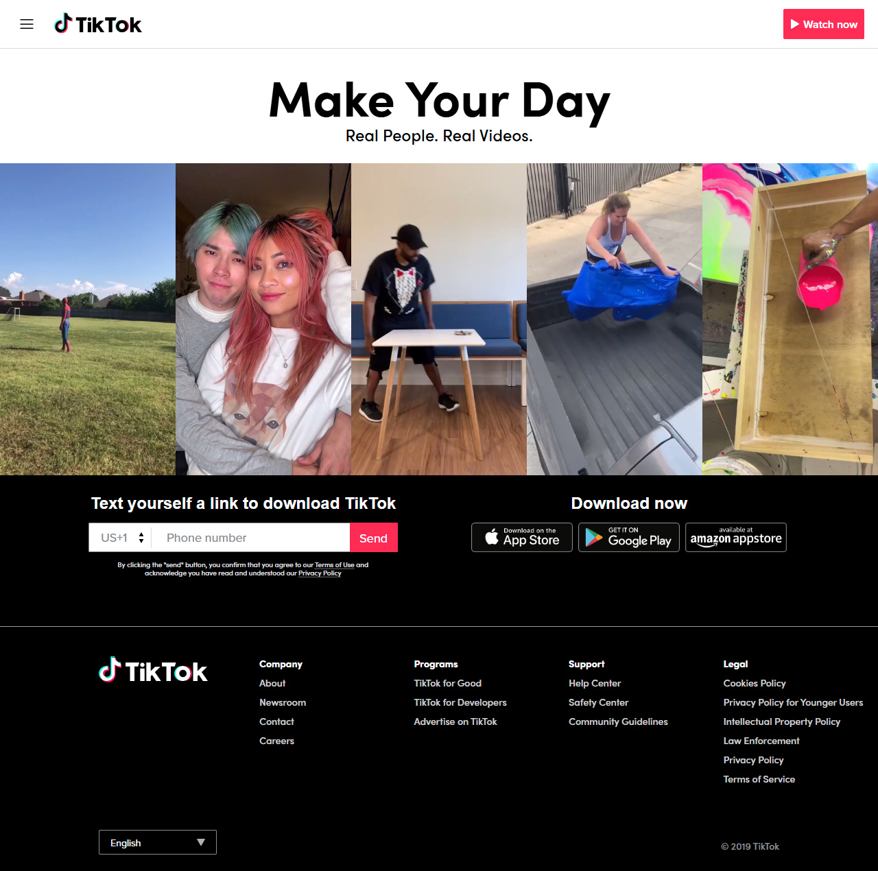 TikTok website in 2019
