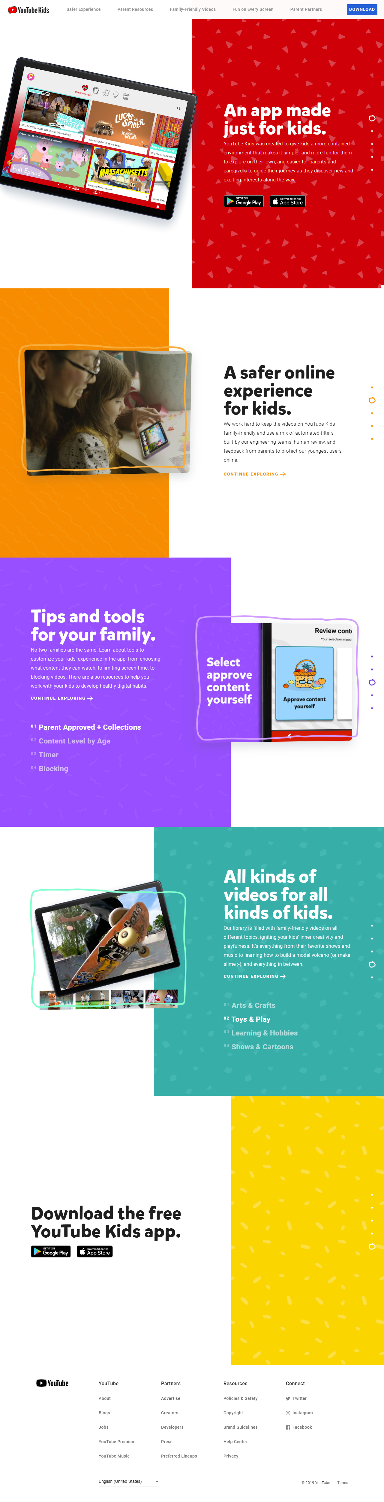 YouTube Kids website in 2019