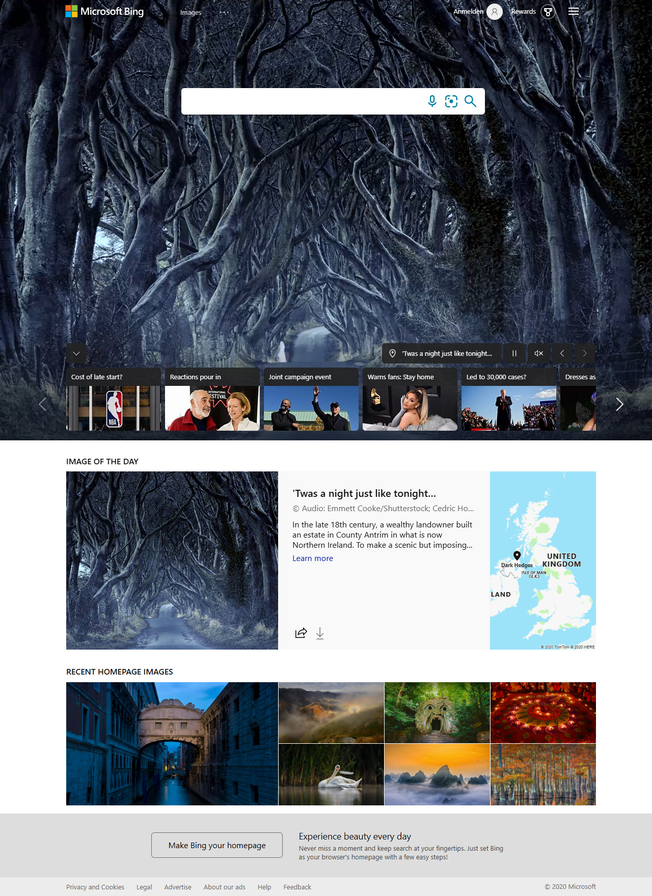 Bing website in 2020