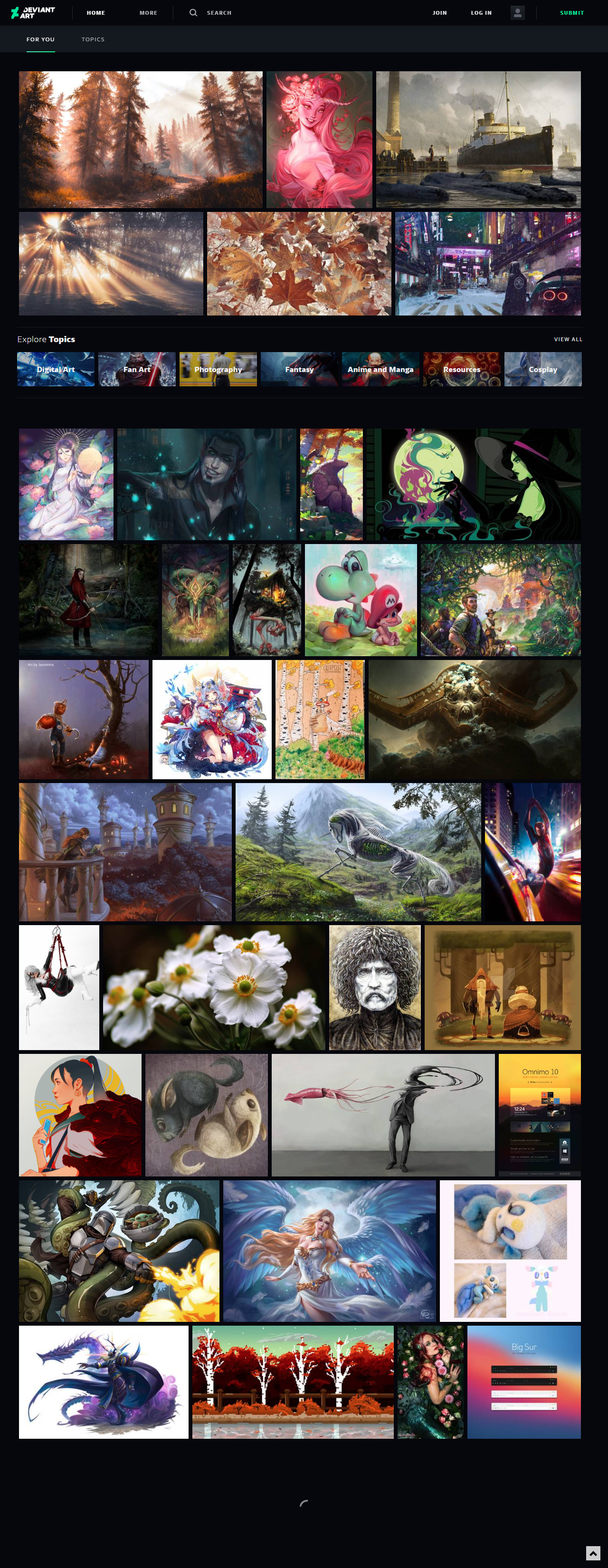 DeviantArt website in 2020