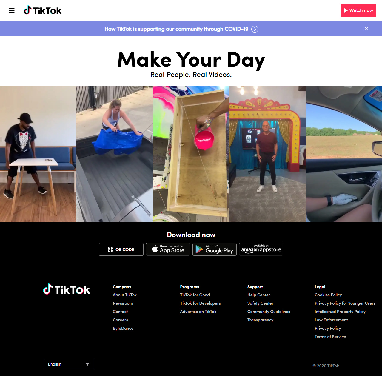 TikTok website in 2020