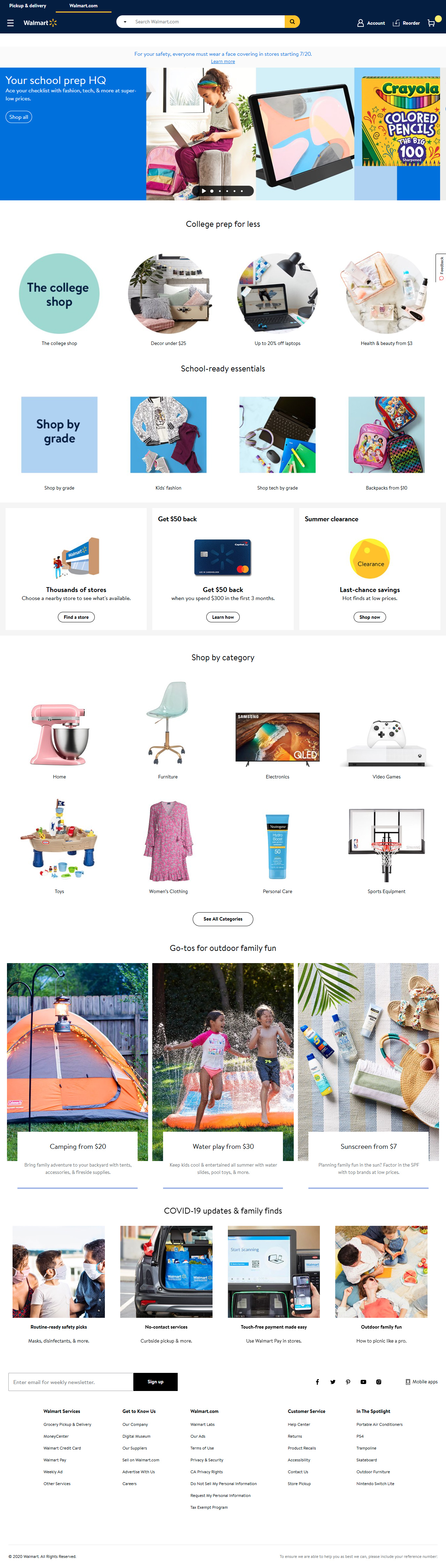 Walmart website in 2020