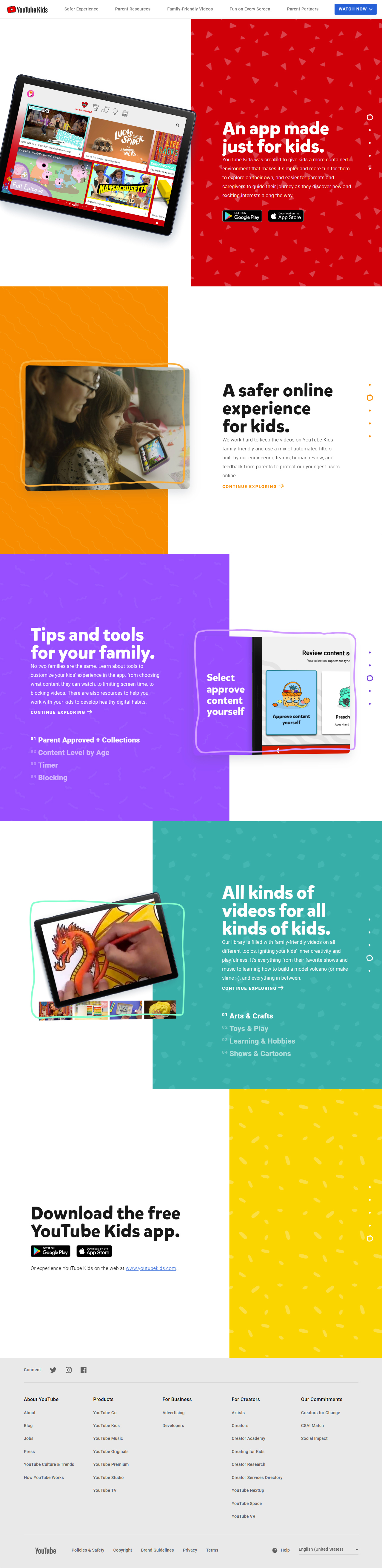 YouTube Kids website in 2020