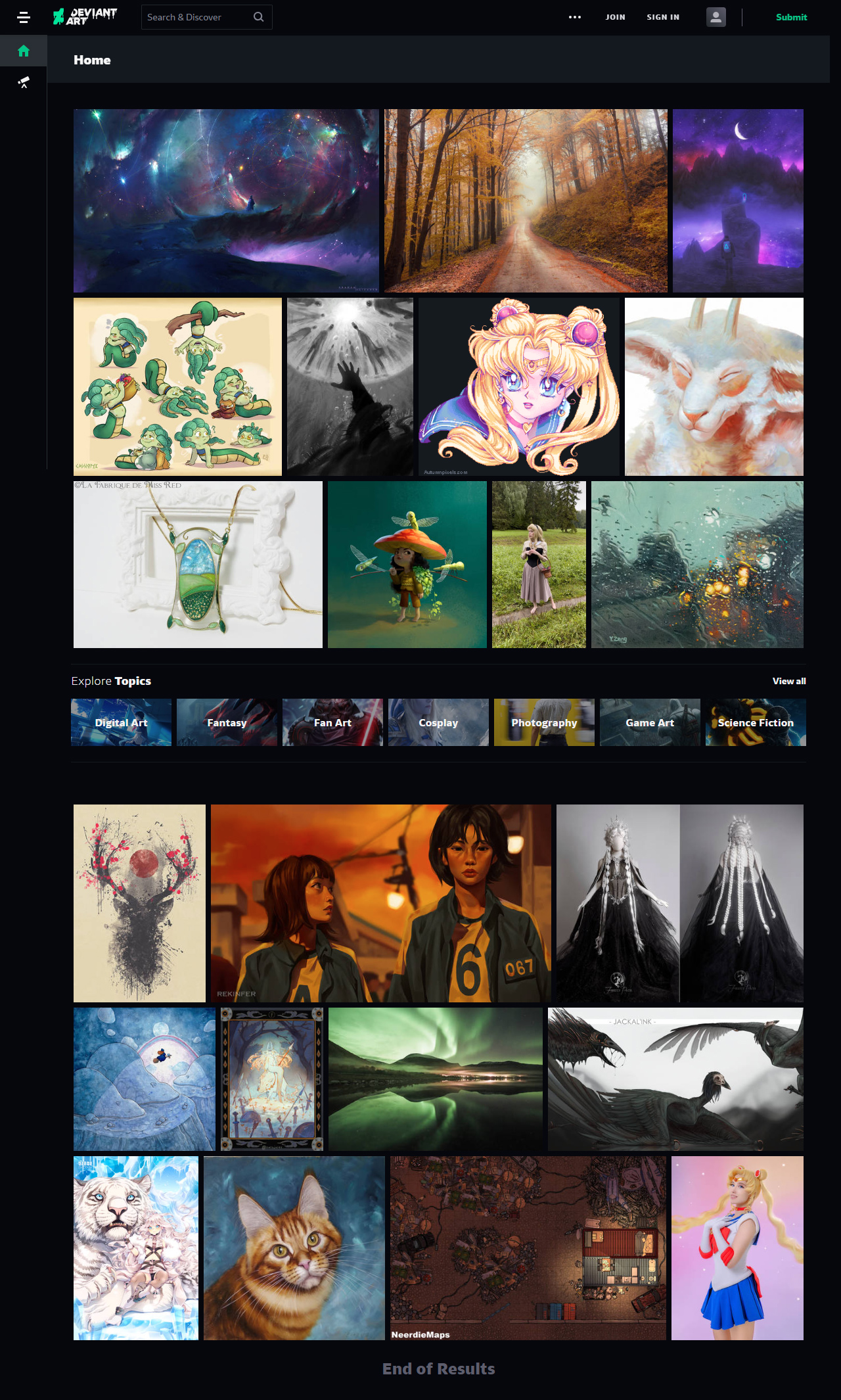 DeviantArt website in 2021