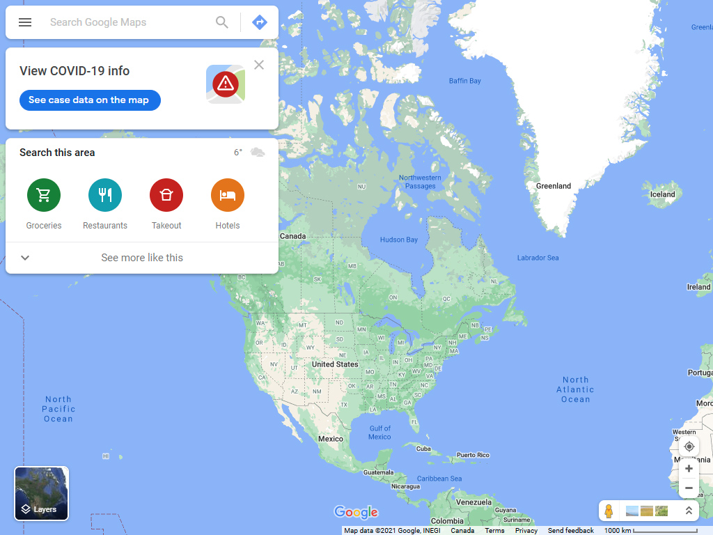 Google Maps website in 2021
