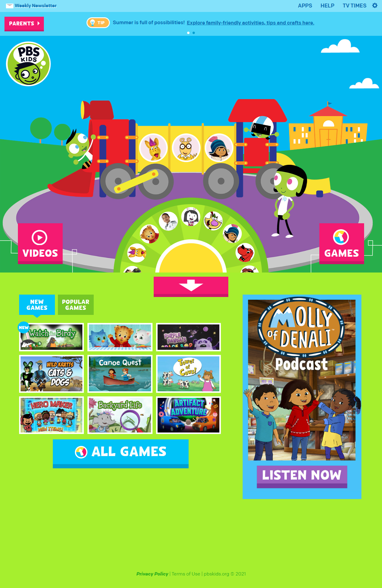 PBS Kids website in 2021