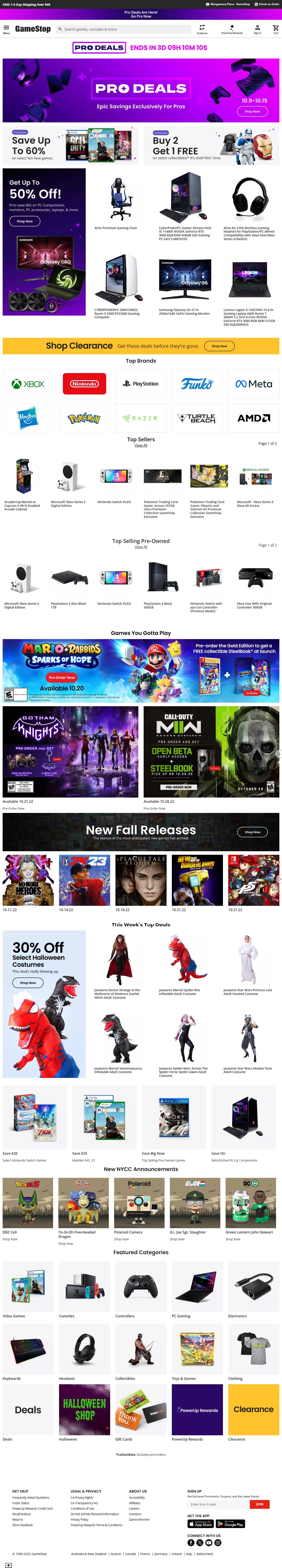 GameStop website in 2022