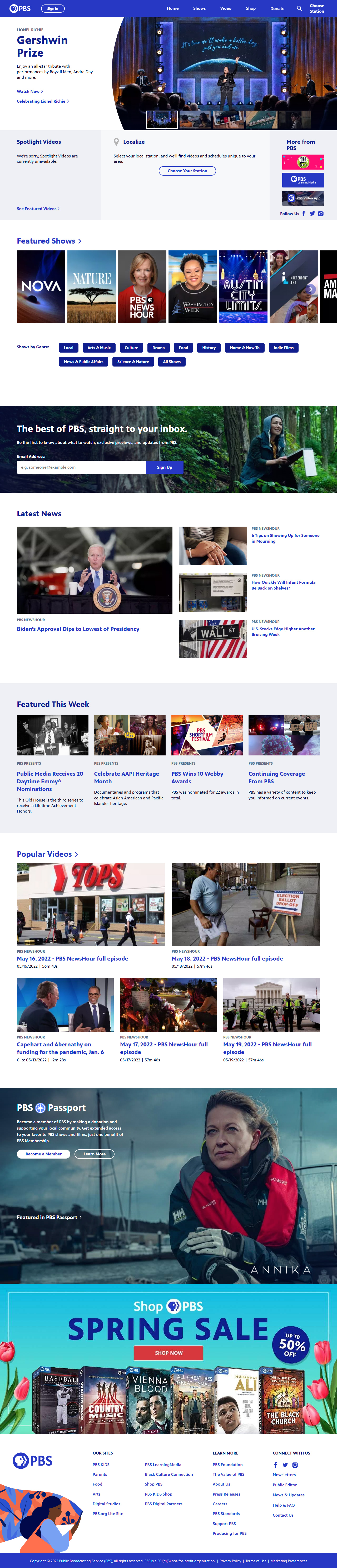 PBS website in 2022