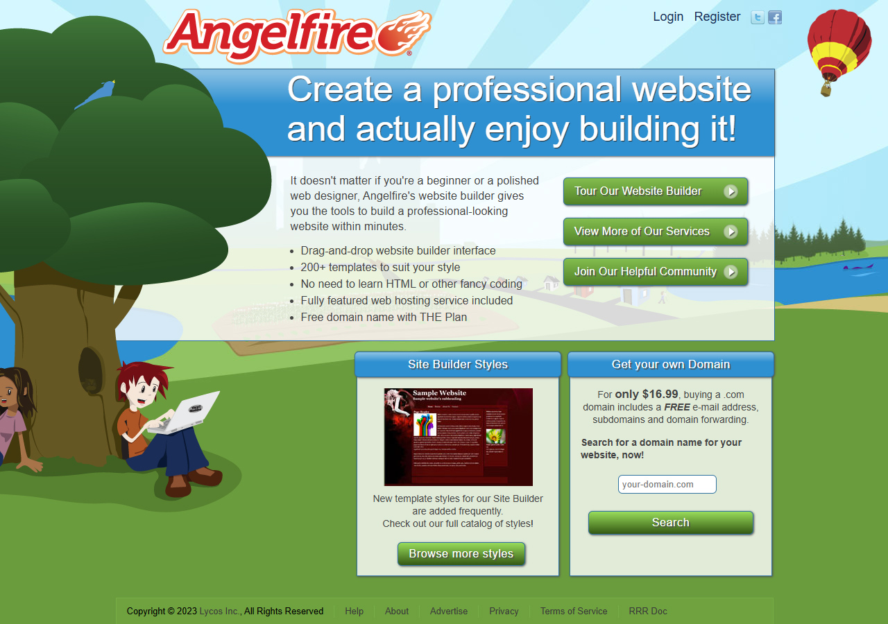 Angelfire website in 2023