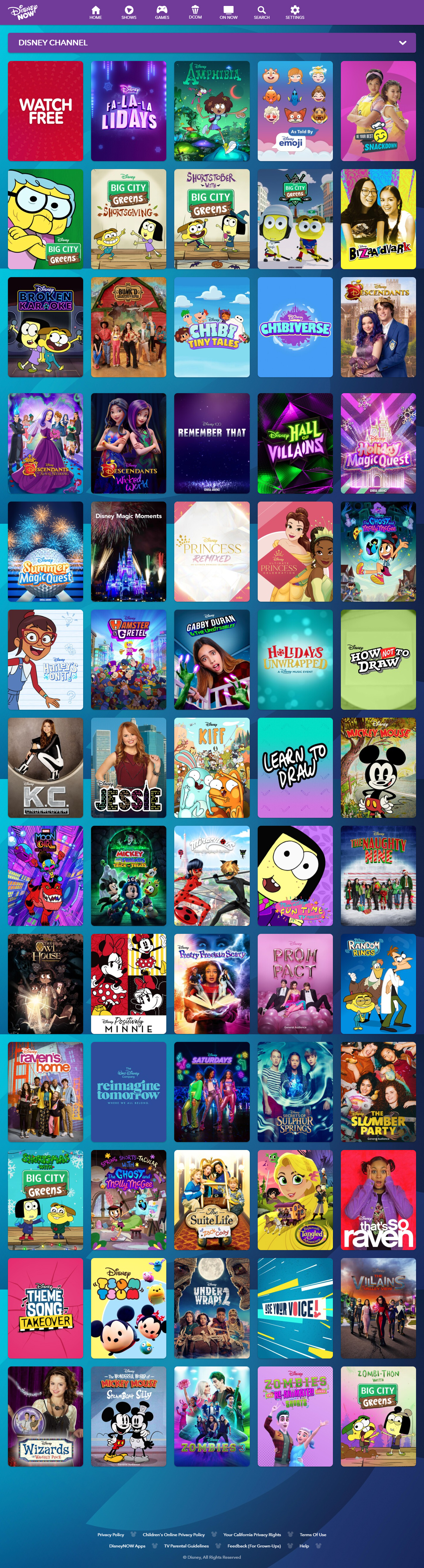 Disney Channel website in 2023