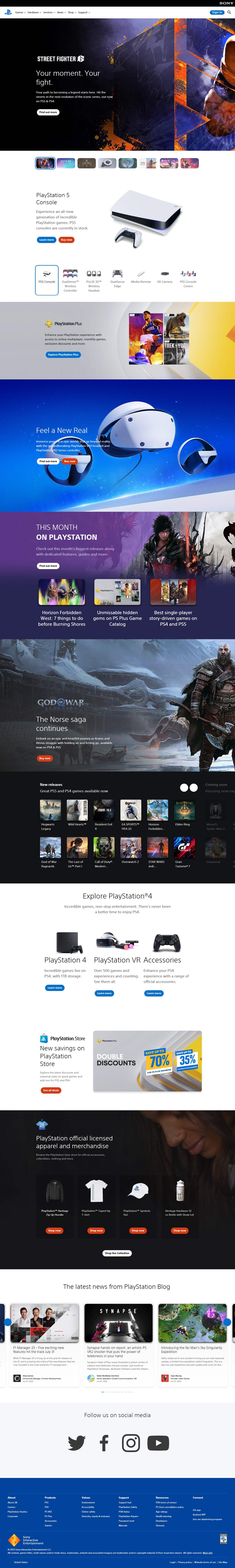 PlayStation website in 2023