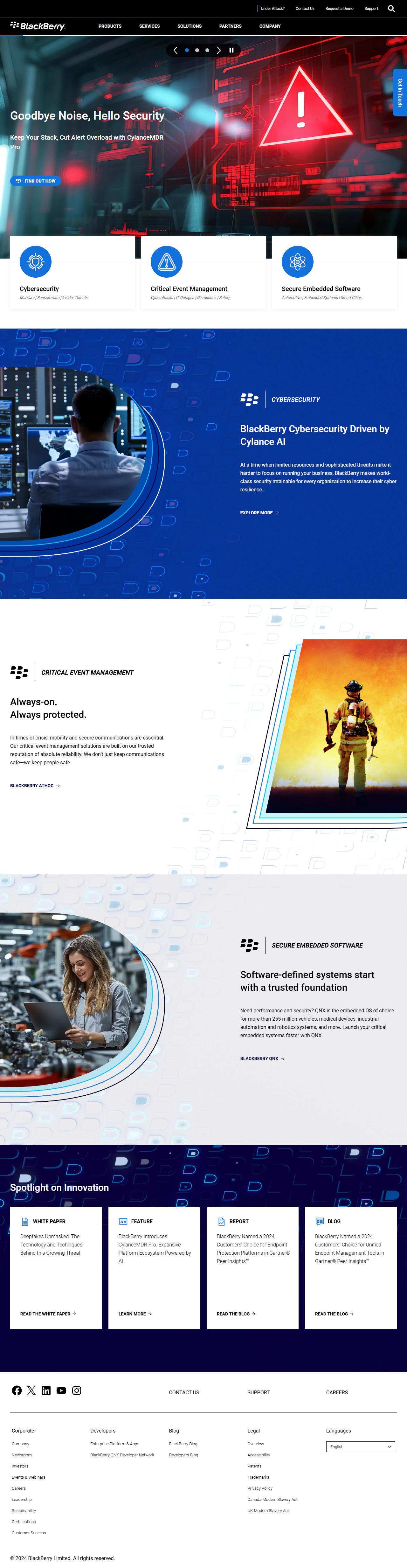 BlackBerry website in 2024