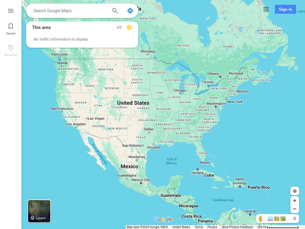 Google Maps website in 2024