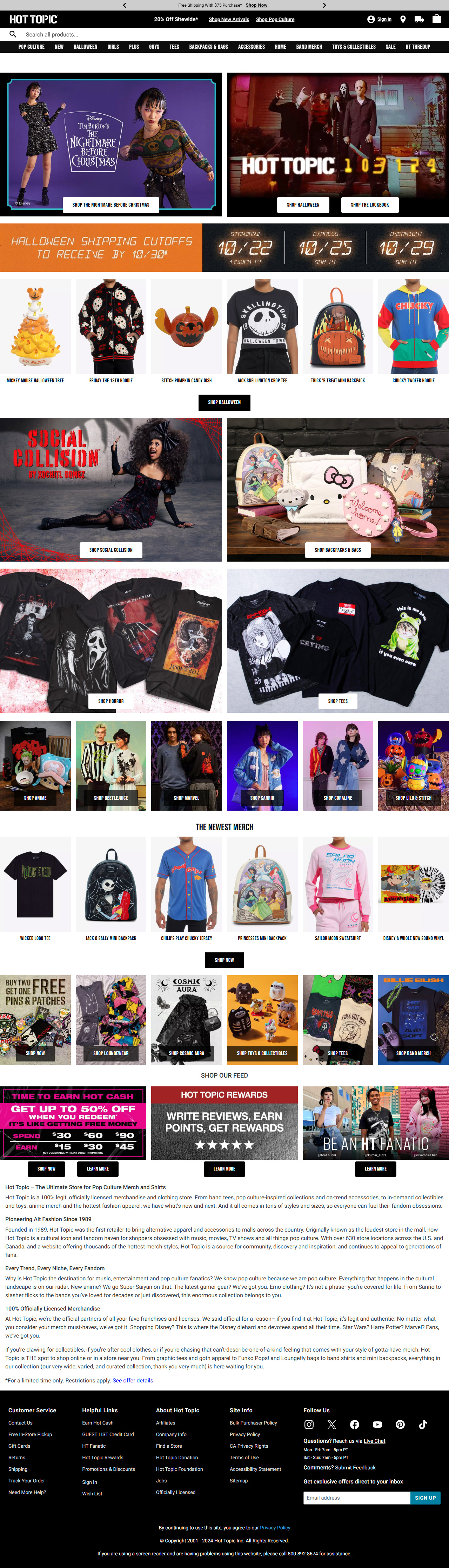 Hot Topic website in 2024