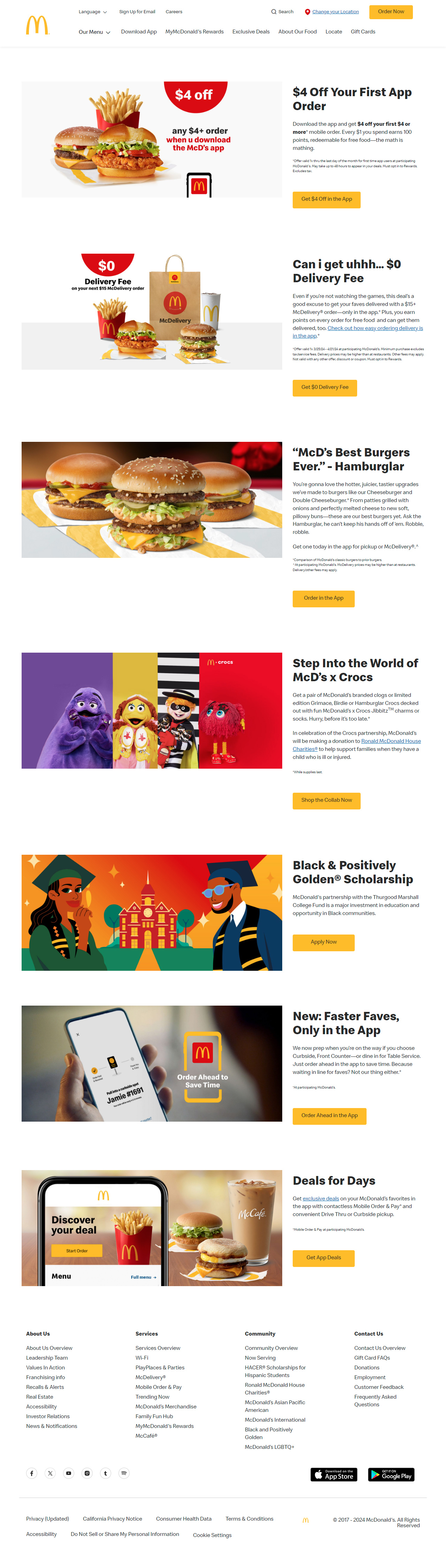 McDonald’s website in 2024