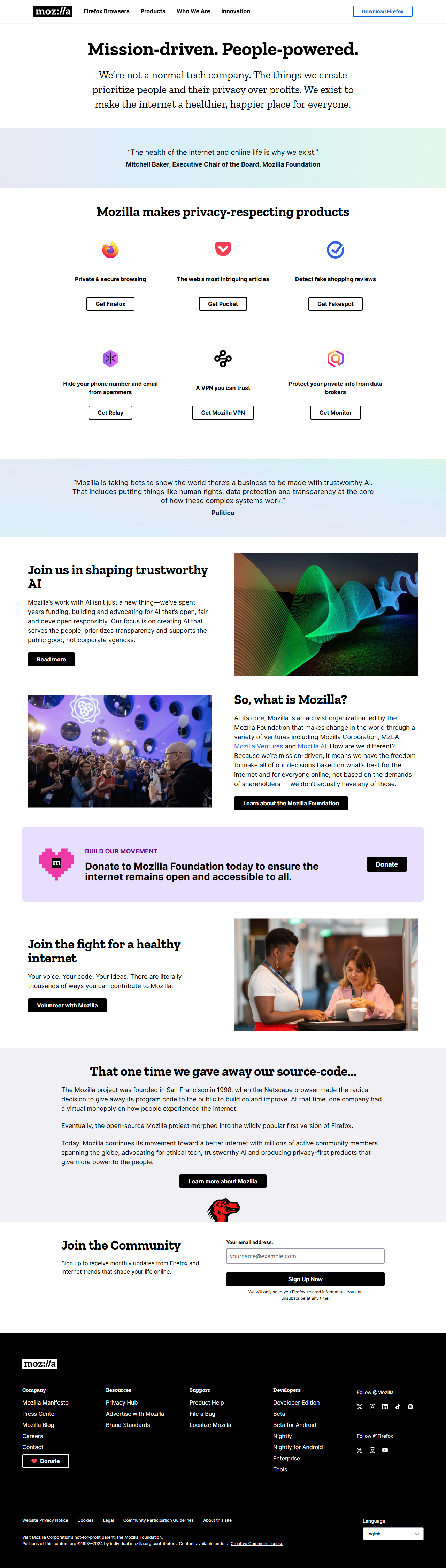 Mozilla.org website in 2024