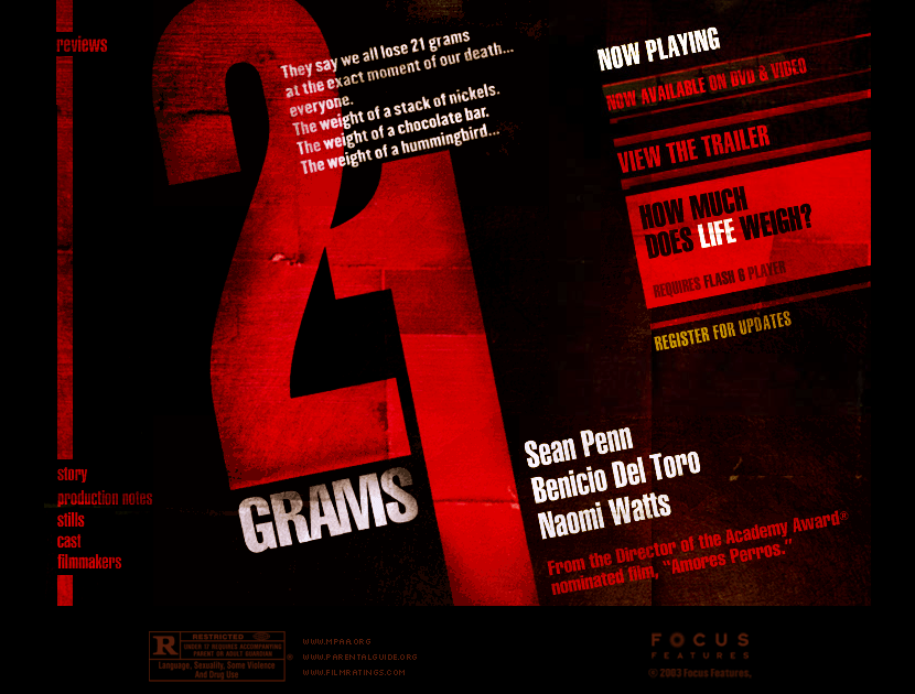 21 Grams website in 2003