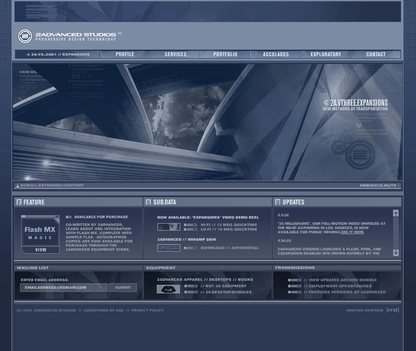 2Advanced Studios v3 flash website in 2001