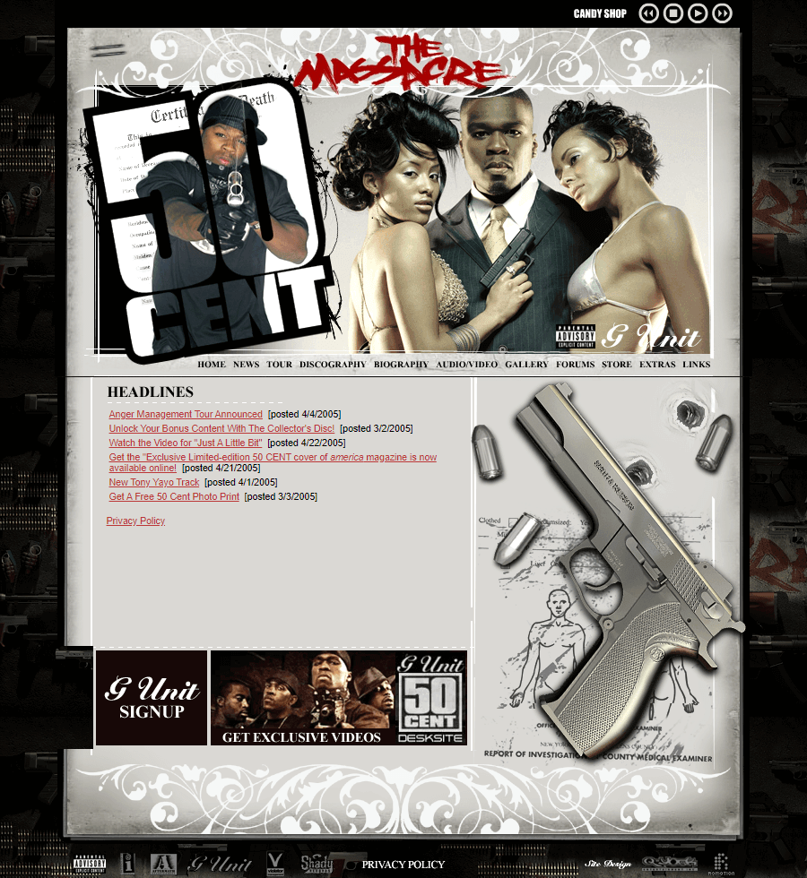 50 Cent flash website in 2005