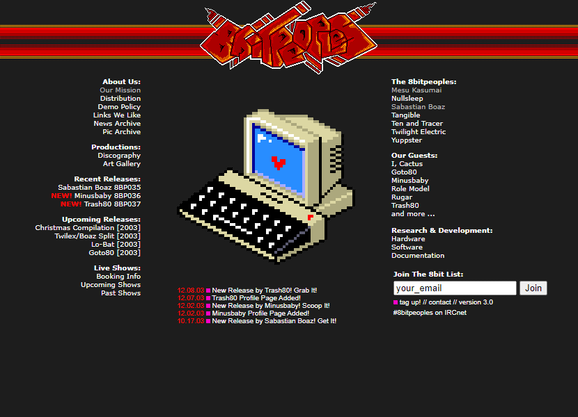 8bitpeoples website in 2003